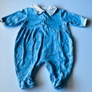 Vintage First Moments Nautical Footed Sleeper 3-6M Sailboat Cotton
